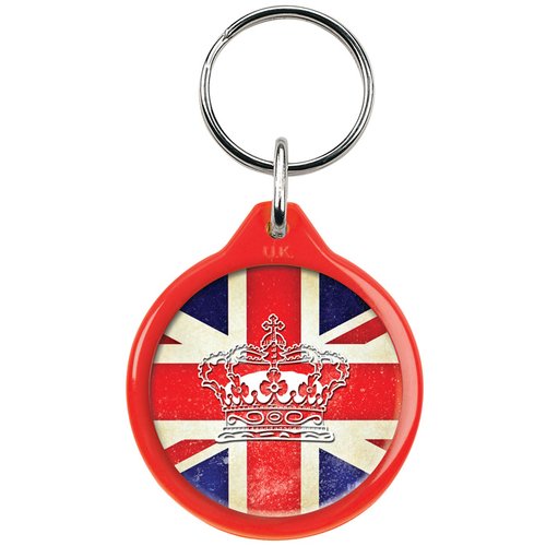 Additional Image 1 - a red and white key chain with a flag on it