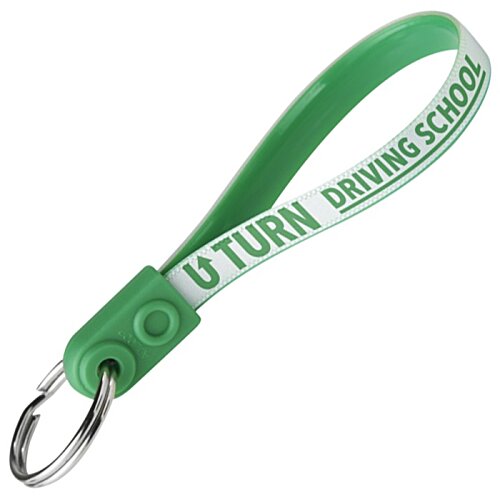 Additional Image 1 - a green lanyard with white text
