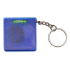 a blue square key chain