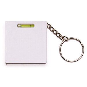 Additional Image 4 - a white square keychain with a ring
