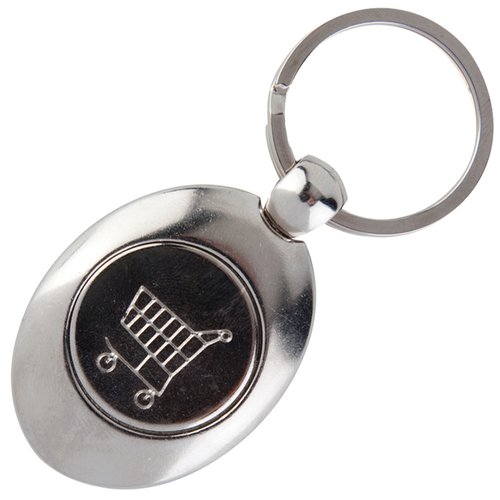 Additional Image 1 - a silver key chain with a black circle