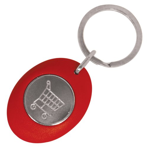 Additional Image 9 - a red key chain with a silver circle