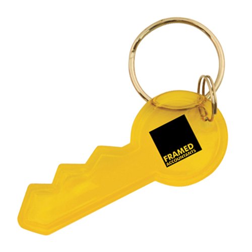 Additional Image 3 - a yellow keychain with a black square on it