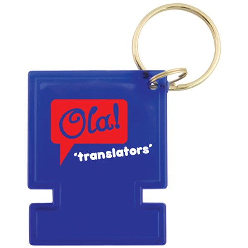 Additional Image 2 - a blue key chain with red and white text