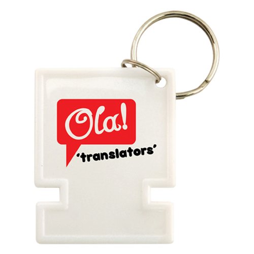 Additional Image 3 - a white key chain with red and black text
