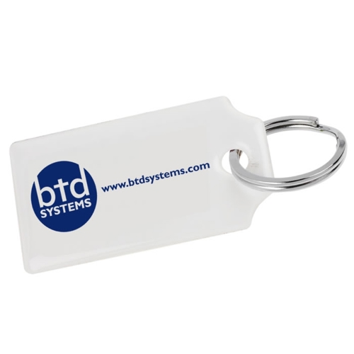 Additional Image 1 - a white tag with a blue and white logo
