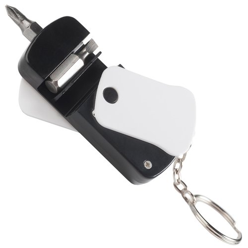 Additional Image 3 - a black and white keychain with a white tag