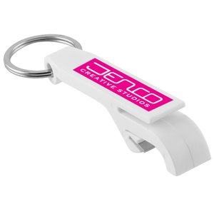 Additional Image 3 - a white bottle opener with pink label