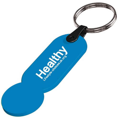 Additional Image 2 - a blue key chain with a ring