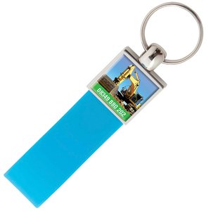 Additional Image 5 - a blue key chain with a picture of a couple of elephants