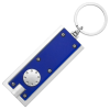 a blue key chain with a round ring