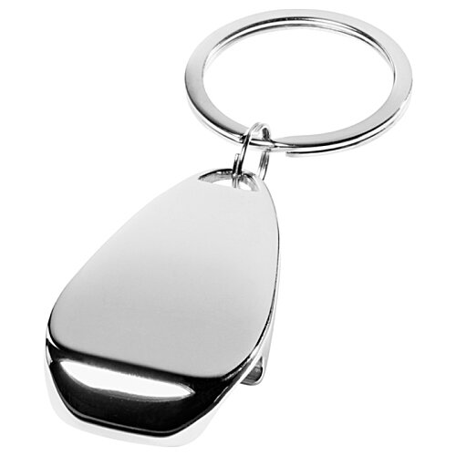 Additional Image 3 - a silver key chain with a black and white key ring
