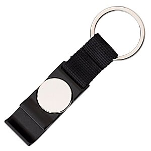 Additional Image 1 - a black key chain with a white circle
