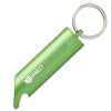 a green key chain with a ring