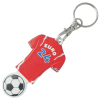 a key chain with a football jersey and a football ball