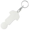 a white key chain with a person in the shape of a man