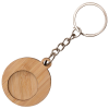 a wooden key chain with a circle in the middle