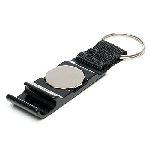 Additional Image 7 - a black keychain with a silver circle on it