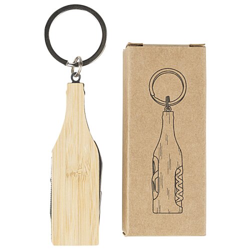 Additional Image 4 - a wooden key chain with a key ring