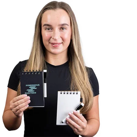 4imprint employee holding pocket whiteboard