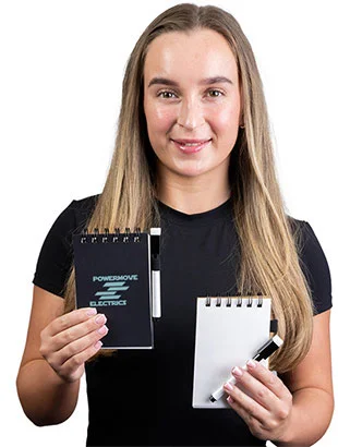 4imprint employee holding a pocket whiteboard