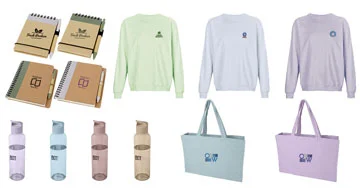 collage of pastel coloured promotional products