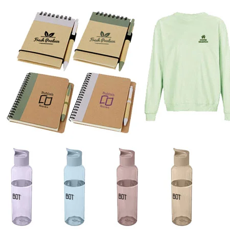 collage of pastel coloured promotional products