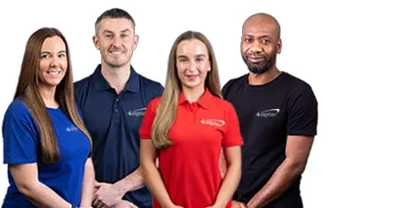 Group of 4imprint employees holding promotional products