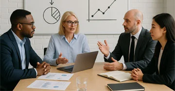 group of people sitting in a conference room