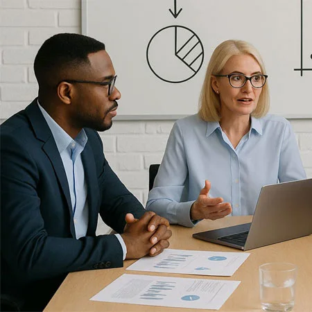 group of people sitting in a conference room