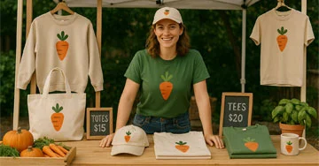 person selling custom logoed products