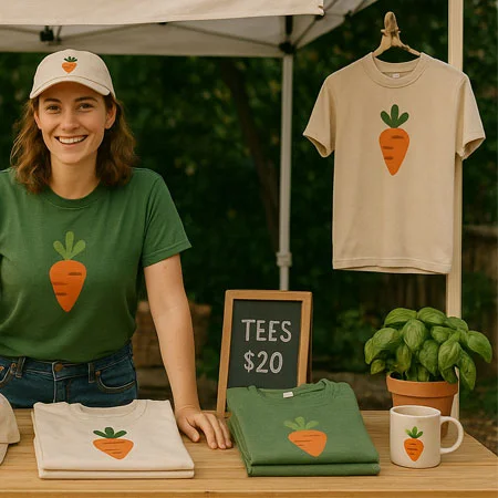 person selling custom logoed products