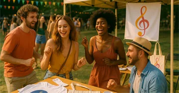 group of people outside laughing together