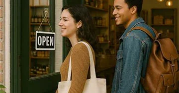 two customers walking into a store