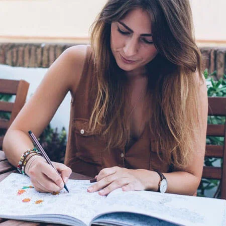 a lady working on a project.