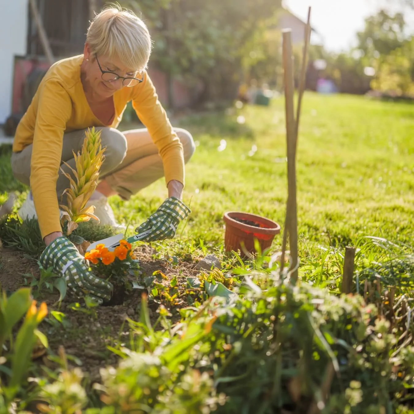 a lady gardening.