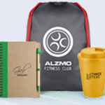 Quick promotional products that include notebooks, bags and travel mugs