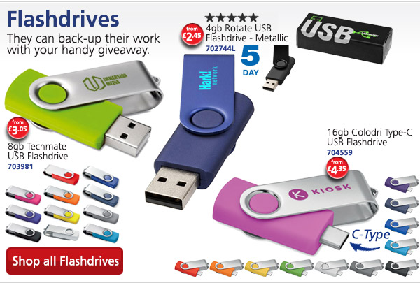 4gb Rotate USB Flashdrive - Metallic - Printed