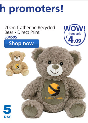 20cm Catherine Recycled Bear - Direct Print