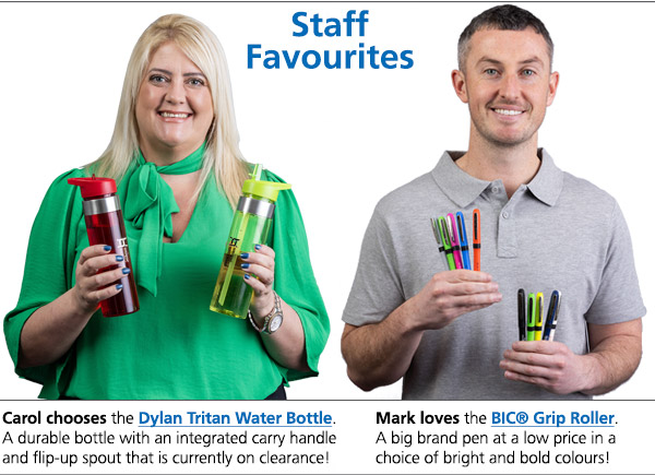 Carol holding the Dylan Tritan Water Bottles
